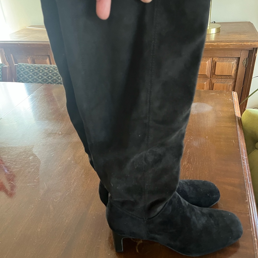 Clarks Black Suede Heeled Boots